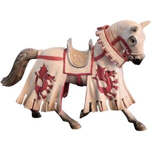 Schleich 2005 Medieval White Horse With Red Dragon Crest Without Figure